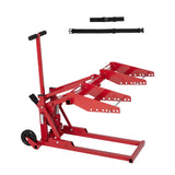 Garvee 550 lbs Heavy Duty Hydraulic Lawn Mower Lift Jack for Zero Turn & Riding Mowers, Adjustable Wheelbase 15.7"-33.8" W & Height 15"-29", Foldable Tractor Repair Hoist with 1m Straps, Red