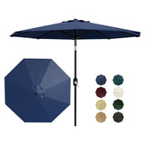 Garvee 7 Ft Patio Umbrella, Outdoor Market Parasol with UPF 50+ Water-Resistant Polyester Canopy, Manual Crank, Adjustable Tilt and 6-Rib Steel Frame, Navy Blue