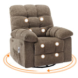 Garvee 360° Swivel Rocking Recliner Chair, Massage Rocker Recliner Chair with Vibration and Heat,Oversized Rocker Recliner Single Sofa with Side Pocket, Living Room, Bedroom, Nursery, Coffee - Coffee