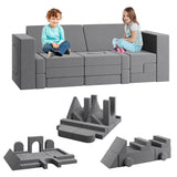Garvee Fun & Versatile Kids Play Couch – 22PCS Modular Toddler Sofa & Floor Lounger – Washable Foam & Velvet Cushions – Imaginative Playroom Furniture – Build, Relax & Seat – Color: Blue - Blue