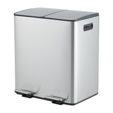 Garvee Dual 2 x 5.3 gal (2 x 20L) Stainless Steel Trash Can with Recycling Bin, Soft-Close Lid, Foldable Step-on Pedal, Removable Plastic Inner Buckets, Garbage Bin for Kitchen or Office - Silver - Silver