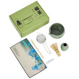 Garvee Complete 8-Piece Matcha Tea Set – Ceramic Chawan Bowl, Wooden Whisk, Sifter & Spoon – Perfect Starter Kit for Tea Lovers – Ideal Gift – Celadon Color