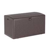 Garvee 120 Gallon Waterproof Large Resin Deck Box Indoor Outdoor, Lockable Storage Container for Patio Furniture Tools, Waterproof Deck Box with Hydraulic Rod Patio Storage Bin for Pool Garden, Brown - Brown