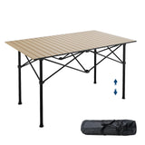 Garvee Roll-Up Aluminum Coffee Table for Camping & Beach, Portable Folding Outdoor Table with Waterproof Design, Carry Bag and Natural Wood Finish