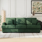 Garvee 86" Corduroy Comfy Sofa, 3-Seater Sofa Couch with 2 Throw Pillows, Cloud Couch with deep Seats and 2 Removable Back Cushions, Modern Sofa for Living Room, Bedroom, Apartment, Office, Green - Green|Corduroy