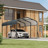 Garvee 12x20 FT Heavy Duty Metal Carport – Reinforced Base & Galvanized Steel Roof – Outdoor Shelter Canopy for SUV, Truck, Boats – Portable Garage – Gray