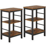 Garvee Farmhouse 3-Tier Narrow End Table with Storage Shelf – Vintage Space-Saving Bedside Side Table for Living Room, Bedroom, or Office – Compact, Easy Assembly – Vintage Color – 2 Pack