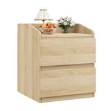 Garvee Modern Curved bedside table – 2 Handle-Free Drawers Storage Bedside Table – Space-Saving End Table – Stylish for Bedroom or Living Room – Wood Color