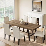 Garvee Industrial Dining Table for 6-8 – Extra Long Rectangular Table – Solid Wood Top & Heavy Duty Steel Frame – Waterproof & Space-Saving – Ideal for Kitchen, Dining Room, Office – Nashiki Primary Color - 2.0 Meters - Rustic Pear