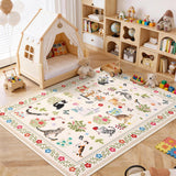 Garvee 6' x 9' Modern Washable Cat Area Rug – Non-Slip, Non-Shedding, Mark Resistant, Low Pile Floral Carpet for Entryway, Bedroom, Living Room, Kids Room, Beige - Beige