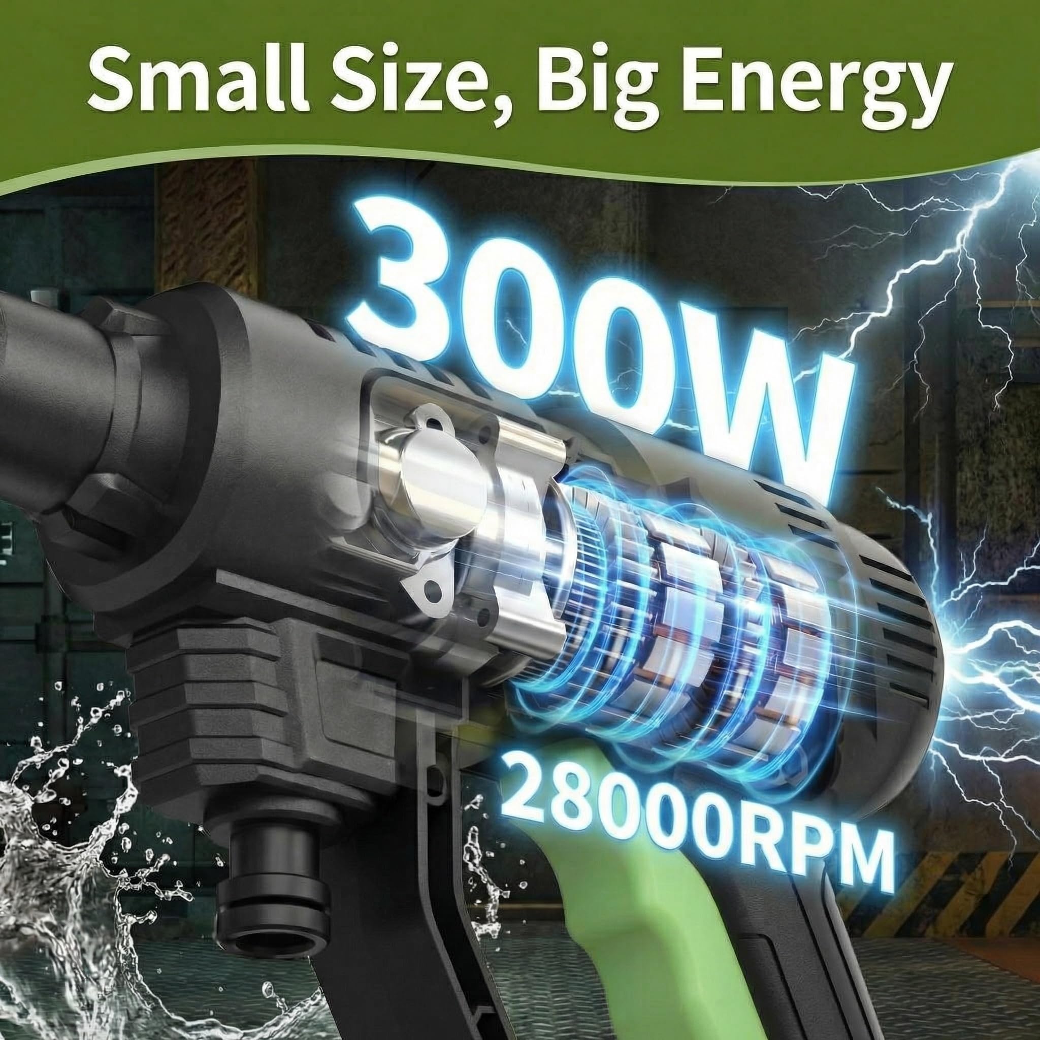 Garvee 20V Cordless Pressure Washer, 320 PSI Portable Power Cleaner with 6-in-1 Nozzle, Foam Cannon & 26ft Hose, 4.0Ah Battery for Car, Patio & Home,
