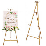 Garvee Adjustable Heavy Duty Metal Floor Display Easel Stand – Decorative Bowknot, Stable Tripod for Wedding Signs, Posters, Art Canvas, Home & Party Decor – Holds Up to 40lbs – Gold - Gold