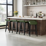 Garvee 26.2" Bar Stools Set of 4, Modern Upholstered Kitchen Stools with Low Back and Footrest, Counter Height Bar Stools with Wood Legs, for Kitchen Counter, Dining Room, Green - Green