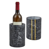 Garvee 2-in-1 Dual-Tone Black & White Marble Wine Chiller Set – Heavy Duty Stone Ice Bucket for Wine & Champagne – Modern Bar Accessory – Portable, Sturdy, 17 x 12 cm - Black