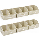 Garvee Closet Storage Bins with Adjustable Dividers, 6-Pack Collapsible Fabric Storage Baskets with Handles - Open-Top Shelf Organizer for Clothes, Towels & Linens, 16.5 x 11 x 7.9 in - Beige - Beige