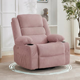 Garvee Rocking Recliner Chair for Adults, Wide 360° Swivel Rocker Recliner with Cup Holder Nursery Glider with Upholstered Deep Seat Corduroy Lazy boy Chair for Living Room, Pink - Brown|Corduroy