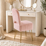 Garvee Vanity Stool Chair with Backrest, Square Ottoman with Hidden Storage Compartment, Soft Faux Fur Fabric, 280 Lbs Weight Capacity, Modern Style for Bedroom Living Room,Pink,Large - Pink  Rabbit Fabric