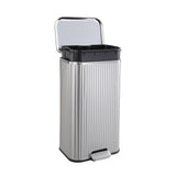 Garvee Stainless Steel Kitchen Trash Can 30L – Soft-Close Step Lid, Fluted Removable Inner Bucket, Fingerprint-Proof, Modern Rectangular Waste Bin for Home, Office – 35×29×61.5cm (30L stainless steel color 35*29*61.5cm) - Silver, Fluted