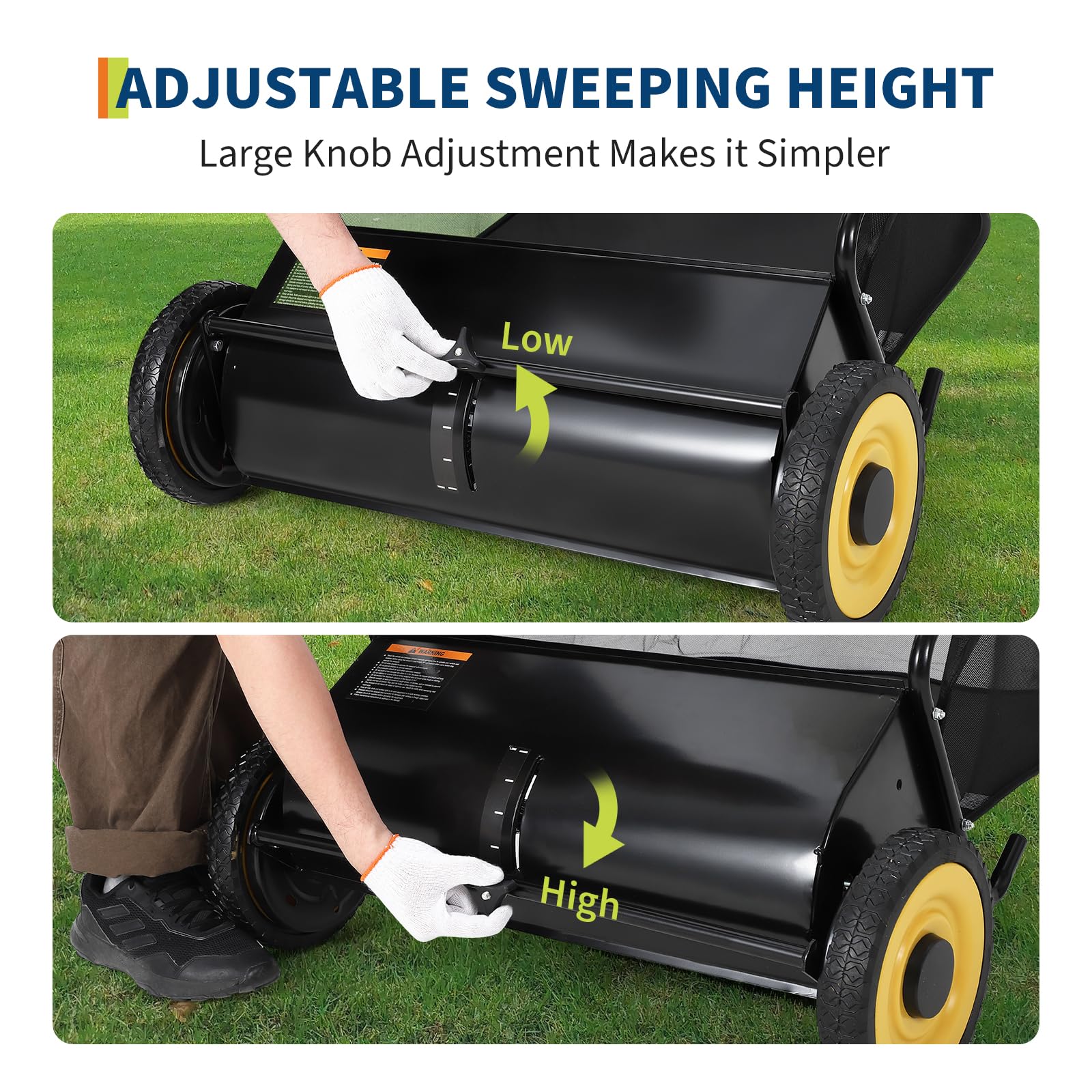 Garvee 21 Inch Push Lawn Sweeper Leaf Grass Collector With 4
