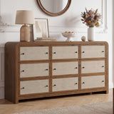 Garvee 9-Drawer Dresser for Bedroom, 59" Wide Wood Chest of Drawers - Large Storage Drawers - Anti-Tip Kit - Modern Design, Walnut - Walnut