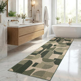 Garvee 2' x 6' Green Arch Pattern Faux Jute Runner Rug, Washable Low-Pile Carpet for Kitchen, Hallway, Entryway and Patio - Green