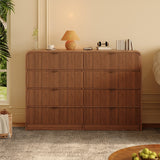 Garvee Modern Fluted Dresser with 8 Drawers - Tall Rounded Edges, Soft-Close Slides, Walnut Wood, Sturdy Build, Easy Assembly, Bedroom & Living Room - Walnut