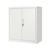 Garvee Metal Storage Cabinet 2 Doors - 36" h Locking Cabinets with 2 Adjustable Shelves, Heavy Duty Steel Locker for Garage Home Office, Lockable Storage Cabinet with Keys, White - White