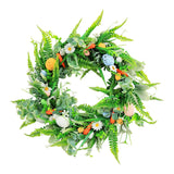 Garvee 18 Inch Easter Wreath for Front Door, Artificial Egg Wreath with Flowers and Green Leaves, Spring Floral Wreath for Indoor Outdoor Home Decor - Style 1