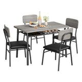 Garvee Space-Saving 5-Piece Dining Table Set for 4 – Modern Wood Tabletop, Sturdy Metal Frame, Upholstered Chairs, Built-in Storage Rack – Kitchen & Dining Room Furniture – PU Cushions – Ideal for Small Apartments – System default_1