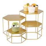 Garvee Space-Saving Gold Metal Buffet Display Risers Set – 4 Nesting Food Service Stands for Dessert, Cake, Cupcake & Pastry Presentation – Durable, No Assembly Needed – Ideal for Professional Catering – Golden Yellow, Sizes: 5.5"x3.15", 6"x4.5", 6.5"x5.