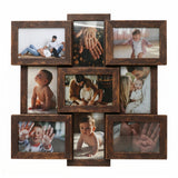Garvee 9-Opening 4x6 Collage Picture Frame Set - Grid Multi Photo Wall Frame with Glass Front, MDF, Wall Mountable, Gallery Decor for Family & Wedding Photos - Fiery Sunset Clouds - Brown