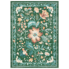 Garvee Washable Floral Area Rug - Non-Slip, Collapsible, Pet Friendly, Easy to Clean, Soft Carpet - Ideal for Living Room or Bedroom - Home Decor - Green, 10x13ft - Green