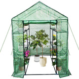 Garvee Walk-In Greenhouse 56 × 56 × 75 in, 6-Shelf Portable Green House with 140 g/m² PE Cover, Steel Frame and Roll-Up Zipper Door for Patio, Garden and Backyard, Green