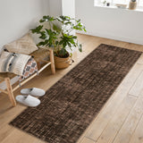 Garvee 2' x 6' Reddish Brown Modern Crosshatch Abstract Runner Rug, Washable Polyester Non-Slip Low-Pile Carpet for Hallway, Kitchen and Entryway - Reddish Brown