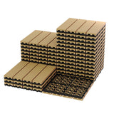 Garvee Waterproof Interconnected Composite Deck Tiles 12"x12" 27PCS/Set  – Wood Grain All-Weather Surface, Easy DIY for Balcony, Porch, Poolside, Garden, Wall Décor – Teak - Teak -1