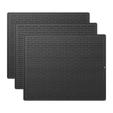 Garvee 3pcs Silicone Dish Drying Mat Set, Multi-Size Grey Kitchen Draining Pad, Heat Resistant, Non-Slip, Fast Drying Mat for Dishes, Utensils, Countertop Protection - Black