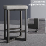 Garvee Modern Backless Bar Stools Set of 4, 24.6" Counter Height, Upholstered PU Leather Seat, Sturdy Metal X-Frame & Footrest, Ideal for Kitchen Island, Dining Room, or Home Bar, Light Gray, Storage: 2PC - Gray