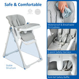 Garvee Multifunctional Baby High Chair - Adjustable Height & Recline, Foldable Design, Removable Tray for Easy Cleaning - Infant Feeding Chair