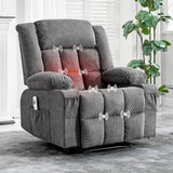 Garvee Manual Recliner Chair with Heat Massage, Widen Overstuffed Oversize Single Sofa Lounge Chair for Big & Tall People with Remote Control 3 Recline Positions 2 Cup Holders Side Pockets, Gray - Gray