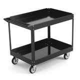 Garvee Heavy Duty 2-Shelf Utility Cart, 500 lbs Capacity Rolling Service Cart with 5" Locking Casters & Ergonomic Organizer Handle, Durable PP Mobile Storage Trolley for Warehouse, Garage, Office, Black (45.7" x 25.6" x 33.5")