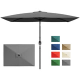 Garvee 10' x 6.5' Rectangular Patio Umbrella – Sturdy 6-Rib Outdoor Market Parasol with Crank & Tilt, UV Sun Protection for Garden, Deck, Lawn, Pool – Gray - Gray
