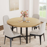 Garvee 47" Round Dining Table for 4 to 6, Industrial Kitchen Dining Room Table with Sturdy Metal Frame, Wood Circle Kitchen Table for Space Saving, Dining Room, Kitchen, (No Chairs), Natural - Natural Oak