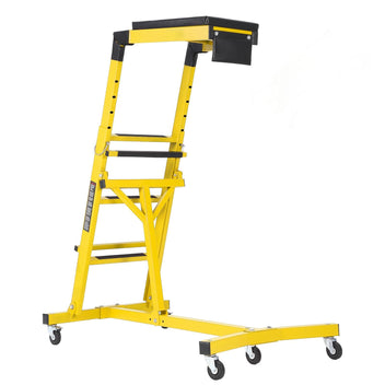 Garvee 400LBS Foldable Automotive Creeper - Adjustable Height (49"-76"), Heavy-Duty Garage Creeper with 6 Swivel Casters, Padded Deck, and Tool Pouch for Mechanics, Yellow + Black