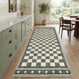Garvee 2' × 6' Checkerboard Geometric Runner Rug, Washable Polyester Carpet with Non-Slip Backing for Hallway, Kitchen and Entryway, Sage Green - Sage Green