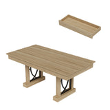 Garvee Spacious 71-Inch Dining Table for 6-8 – Rectangular Wooden Table with 2 Drawers, Double Pedestal Frame, Large Tabletop, Perfect for Kitchen or Office – Distressed Natural Wood Color