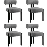 Garvee Upholstered Dining Chairs,Modern Boucle Dining Room Chairs with Ergonomic Curved Back , Comfortable Kitchen Chairs with Rubber Wood Legs for Dining Room or Living Room - Black