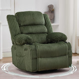 Garvee 60° Swivel Rocker Recliner Chair for Adults - Manual Glider Recliner - Corduroy Upholstery, Wide Cushioned Seat, Cup Holders & Side Storage Pockets - for Living Room, Nursery or Bedroom - Color: Corduroy Green - Jumbo Cord-Green