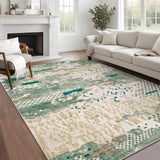 Garvee 8' × 10' Modern Abstract Distressed Area Rug, Washable Non-Slip Low-Pile Soft Rug for Living Room, Bedroom & Dining Room, Green - Green