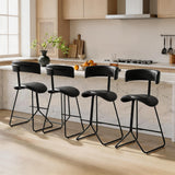 Garvee Bar Stools Set of 4,Modern Counter Height Bar Stools with Backrest & Footrest,Industrial Bar Chairs with PU Leather Cushion for Kitchen, Dining Room, Bar, Cafe,Black - Black