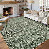 Garvee 8' × 10' Chevron Area Rug, Machine Washable Non-Slip Low-Pile Soft Rug for Living Room, Bedroom & Dining Room, Green - Green